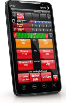 Cantor Gaming mobile device for in-running betting